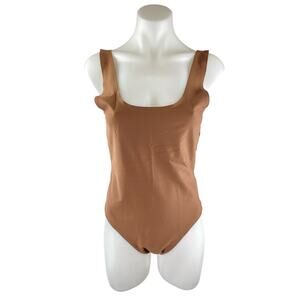 Parade Womens Tan Brown Sleeveless Scoop Neck One Piece Bodysuit Tank Top Size L